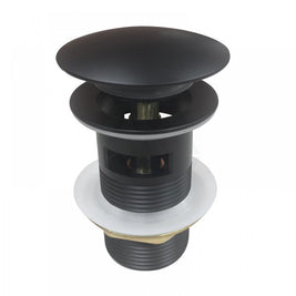 32/40mm Bathroom Matt Black Mushroom Solid Brass Basin Pop Up Waste with Overflow - NZHomeware