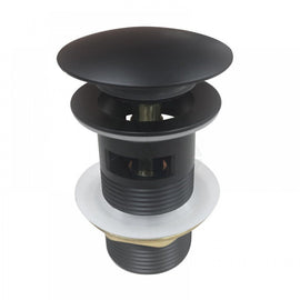 32/40mm Bathroom Matt Black Mushroom Solid Brass Basin Pop Up Waste with Overflow - NZHomeware
