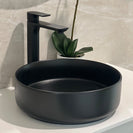 355*355*120mm Bathroom Round Above Counter Matt Black Ceramic Wash Basin - NZHomeware