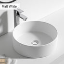 365*365*125mm Round Above Counter Basin | Matt White Ceramic Wash Basin NZ - NZHomeware