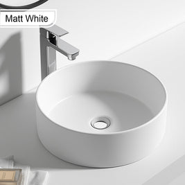365*365*125mm Round Above Counter Basin | Matt White Ceramic Wash Basin NZ - NZHomeware