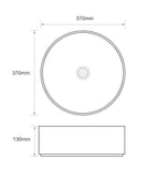 370*370*130mm Bathroom Round Carrara White Above Counter Ceramic Wash Basin - NZHomeware