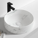 370*370*130mm Bathroom Round Carrara White Above Counter Ceramic Wash Basin - NZHomeware