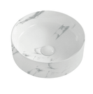 370*370*130mm Bathroom Round Carrara White Above Counter Ceramic Wash Basin - NZHomeware