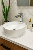 370*370*130mm Bathroom Round Carrara White Above Counter Ceramic Wash Basin - NZHomeware