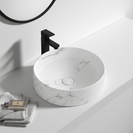 370*370*130mm Bathroom Round Carrara White Above Counter Ceramic Wash Basin - NZHomeware