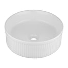 370*370*130mm Round Fluted Above Counter Basin | Gloss White Ceramic Wash Basin NZ - NZHomeware