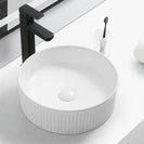 370*370*130mm Round Fluted Above Counter Basin | Gloss White Ceramic Wash Basin NZ - NZHomeware