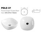 370x370x115mm Bathroom Square Above Counter White Ceramic Wash Basin - NZHomeware