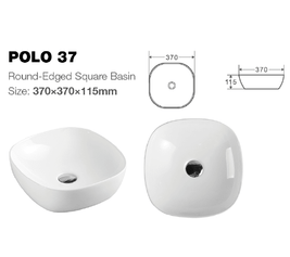 370x370x115mm Bathroom Square Above Counter White Ceramic Wash Basin - NZHomeware