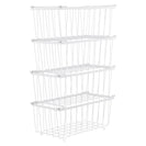 4 Pack Stackable Freezer Storage Baskets Carbon Steel Organizer Bins with Handles - NZHomeware