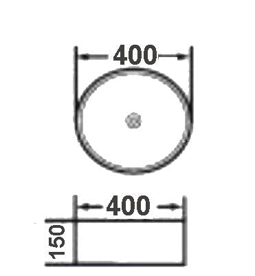 400*400*150mm Bathroom Round Above Counter White Ceramic Wash Basin size guide 1