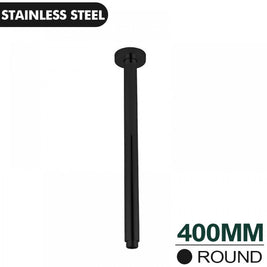 400mm Ceiling Shower Arm Round Black Stainless Steel - NZHomeware