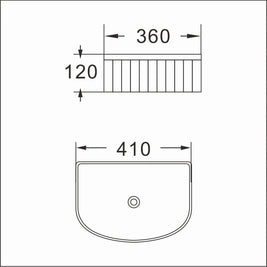 410*360*120mm Bathroom Fluted Arch Above Counter Matt Black Ceramic Wash Basin - NZHomeware