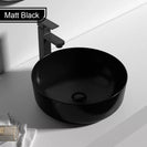 415*415*135mm Bathroom Round Above Counter Matt Black Ceramic Wash Basin - NZHomeware