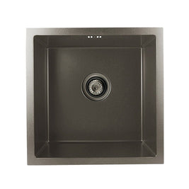 440x440x205mm Dark Grey Stainless Steel Handmade Single Bowl Top/Undermounted Kitchen/Laundry Sinks With Overflow - NZHomeware