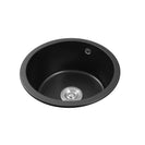 460x220mm Black Granite Quartz Stone Kitchen/Laundry Sink Round Single Bowl with Overflow Top/Under Mount - NZHomeware