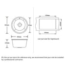 460x220mm Black Granite Quartz Stone Kitchen/Laundry Sink Round Single Bowl with Overflow Top/Under Mount - NZHomeware