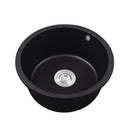 460x220mm Black Granite Quartz Stone Kitchen/Laundry Sink Round Single Bowl with Overflow Top/Under Mount - NZHomeware