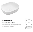 465*375*115mm Above Counter Rectangle Matt White Ceramic Basin Counter Top Wash Basin - NZHomeware