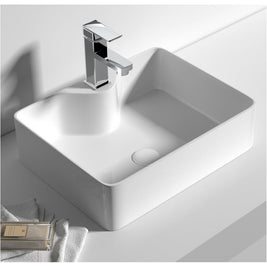 480*370*130mm Above Counter Square White Ceramic Basin Counter Top Wash Basin - NZHomeware