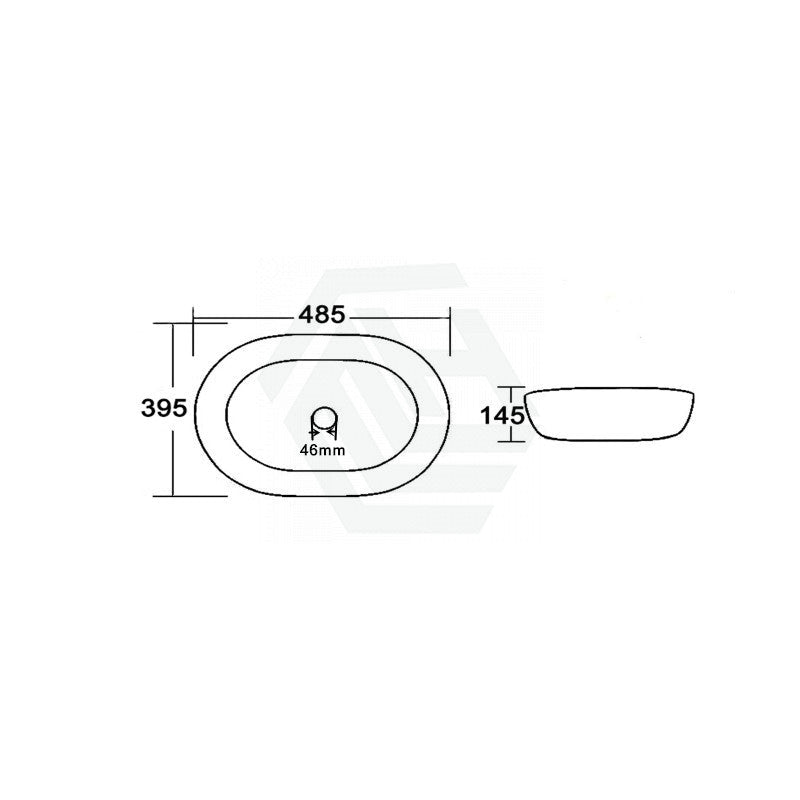485*395*145mm Modern Rectangle Above Counter Ceramic Wash Basin size guide 1