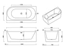 1700x800x580mm Corner Bathtub Left Corner Acrylic White Bathtub
