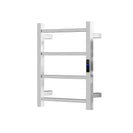 500Hx400Wx110D Square Chrome Electric Heated Towel Rack With Timer 4 Bars - NZHomeware