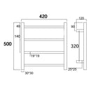500Hx420Wx120D Gold Electric Heated Towel Rack | 4 - Bar Compact Towel Warmer for Small Bathrooms NZ - NZHomeware