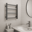 500Hx420Wx120D Gunmetal Grey Electric Heated Towel Rack | 4 - Bar Compact Towel Warmer NZ - NZHomeware