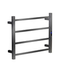 500Hx600Wx110D Gunmetal Grey Electric Heated Towel Rack With Timer 4 Bars - NZHomeware
