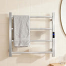 500Hx600Wx110D Square Chrome Electric Heated Towel Rack With Timer 4 Bars - NZHomeware