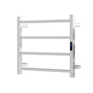 500Hx600Wx110D Square Chrome Electric Heated Towel Rack With Timer 4 Bars - NZHomeware