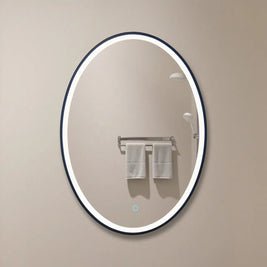 500x700mm Black Frame Oval Led Mirror Anti Fog 3 - Color Adjustable - NZHomeware