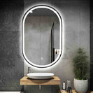 500x800mm Black Frame Led Mirror Oblong Racetrack Anti Fog - NZHomeware
