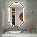 500x800mm Black Frame Led Mirror Oblong Racetrack Anti Fog - NZHomeware