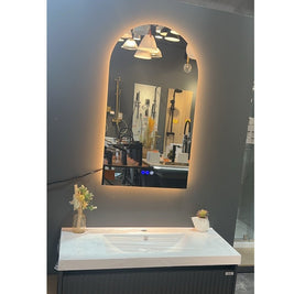 500x900mm Arched LED Wall Mirror with Bluetooth Speaker Dimister Touch Switch 3 Colours Lighting - NZHomeware
