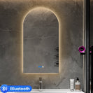 500x900mm Arched LED Wall Mirror with Bluetooth Speaker Dimister Touch Switch 3 Colours Lighting - NZHomeware