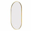 500x900mm Backlit Brushed Yellow Gold Frame Led Mirror Oblong Racetrack Motion Sensor Auto Switch - NZHomeware