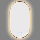 500x900mm Backlit Brushed Yellow Gold Frame Led Mirror Oblong Racetrack Motion Sensor Auto Switch - NZHomeware