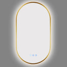 500x900mm Backlit Brushed Yellow Gold Frame Led Mirror Oblong Racetrack Motion Sensor Auto Switch - NZHomeware