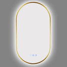 500x900mm Backlit Brushed Yellow Gold Frame Led Mirror Oblong Racetrack Motion Sensor Auto Switch - NZHomeware