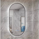 500x900mm Backlit Gunmetal Grey Frame Oval Led Mirror Oblong Racetrack Motion Sensor Auto On - NZHomeware