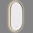 500x900mm Backlit Gunmetal Grey Frame Oval Led Mirror Oblong Racetrack Motion Sensor Auto On - NZHomeware