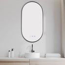 500x900mm Backlit Gunmetal Grey Frame Oval Led Mirror Oblong Racetrack Motion Sensor Auto On - NZHomeware