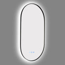 500x900mm Backlit Gunmetal Grey Frame Oval Led Mirror Oblong Racetrack Motion Sensor Auto On - NZHomeware