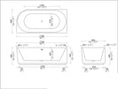 1700x80x580mm Fluted Corner Bathtub | Left-Hand Acrylic Freestanding Bath Gloss White