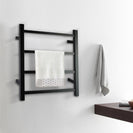 520Hx500Wx120D mm Square Matt Black Electric Heated Towel Rack 4 Bars - NZHomeware
