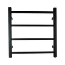 520Hx500Wx120D mm Square Matt Black Electric Heated Towel Rack 4 Bars - NZHomeware