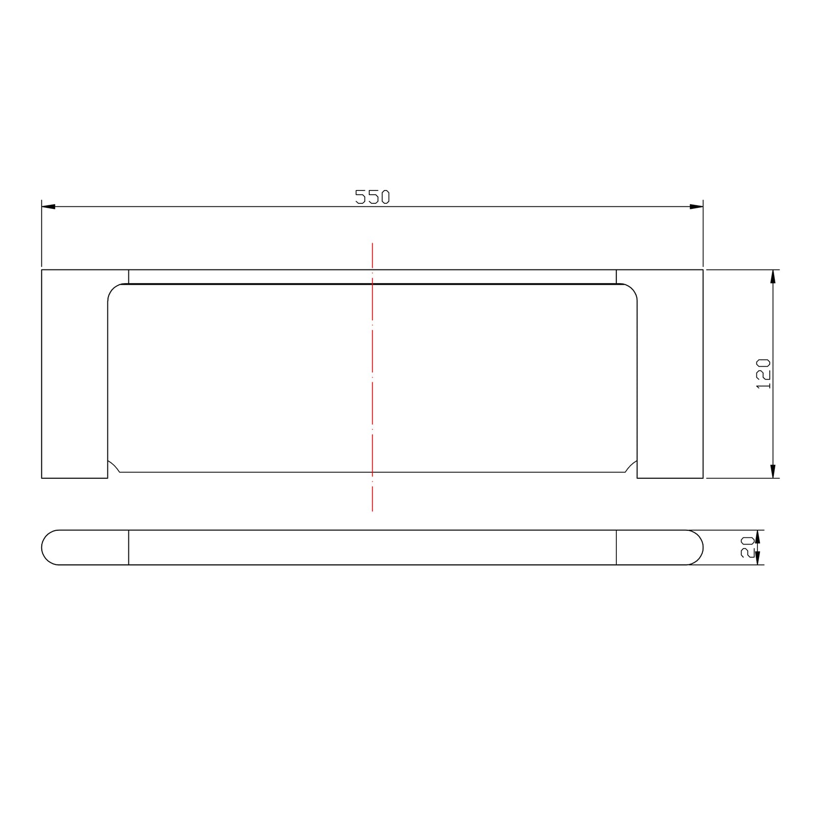 520mm Chrome Glass Shelf | Wall-Mounted Bathroom Storage with 304 Stainless Steel Bracket NZ size guide 1